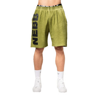 Nebbia Washed-off teplákové šortky NO BS 367 zelené - XXL