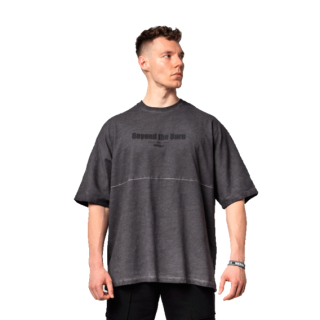 Nebbia Washed-off Oversized tričko NO SHORTCUTS 369 černé - XL