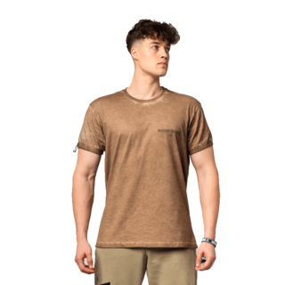 Nebbia Washed-off bavlněné tričko MAX OUT 357 hnědé - XXL