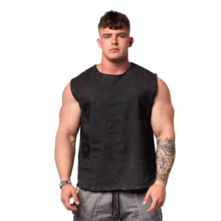 Nebbia Washed-off mikina bez rukávů BEASTIN' 361 černá - M