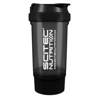 Scitec Traveler shaker 500ml + zásobník - černý