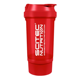 Scitec Traveler shaker 500ml + zásobník - červený