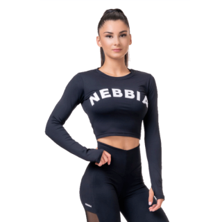 Nebbia SPORTY HERO crop top s dlouhým rukávem 585 černý - XS