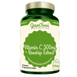 GreenFood Vitamin C 500 + Extrakt ze šípků - 60 kapslí