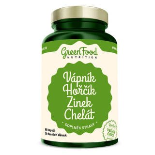 GreenFood Vápník Hořčík Zinek Chelát - 90 kapslí