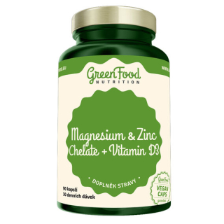 GreenFood Hořčík a Zinek Cheláty + Vitamín D3 - 90 kapslí