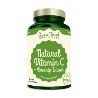 GreenFood Natural Vitamin C + Rosehip Extract - 60 kapslí