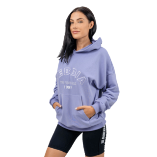 Nebbia Oversize mikina s kapucí GYM RAT 256 fialová - S