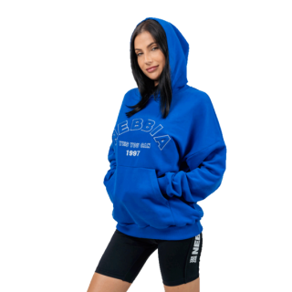 Nebbia Oversize mikina s kapucí GYM RAT 256 modrá - L