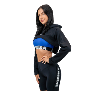 Nebbia Crop mikina s dlouhým rukávem a kapucí GYM TIME 259 černá - S