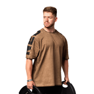 Nebbia Washed-off oversized tričko LIFTING CLUB 368 hnědé - L