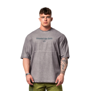 Nebbia Washed-off Oversized tričko NO SHORTCUTS 369 šedé - L