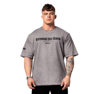 Nebbia Washed-off bavlněné heavyweight tričko GRIND 370 šedé - M